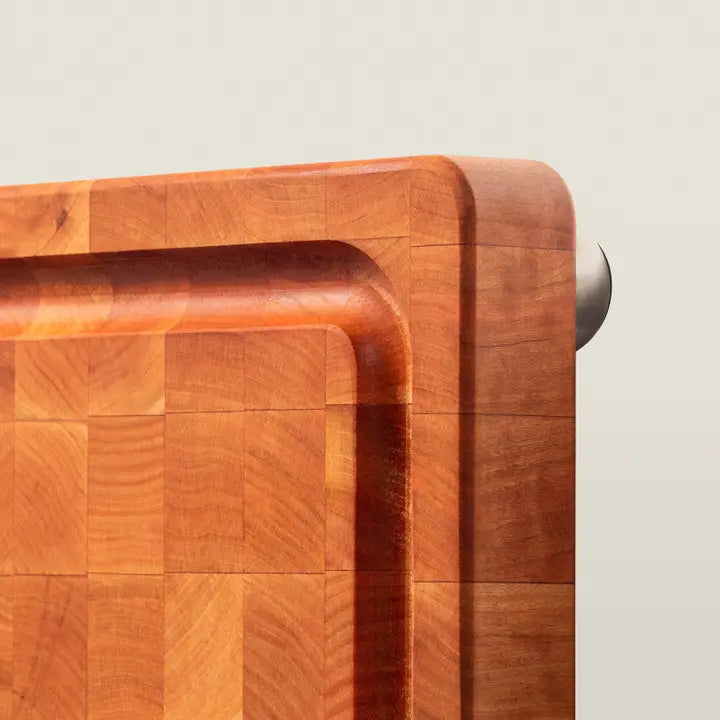John Boos Cherry Wood End Grain Chopping Block with Stainless Steel Bun Feet, W/Groove 1-3/4" Thick (Bun Feet Series) (Copy)