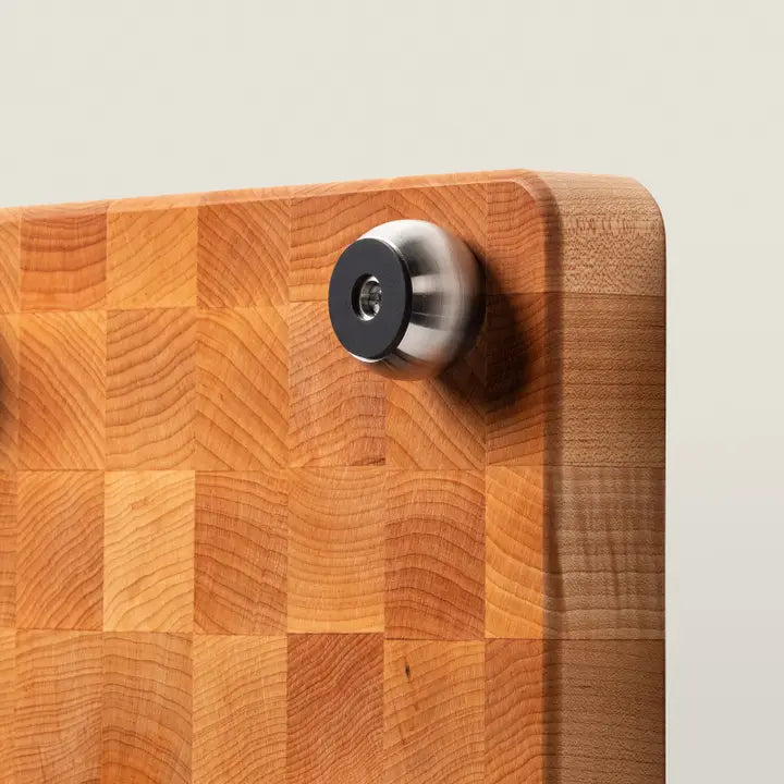 John Boos Maple Wood End Grain Chopping Block with Stainless Steel Bun Feet, W/Groove 1-3/4" Thick (Bun Feet Series)