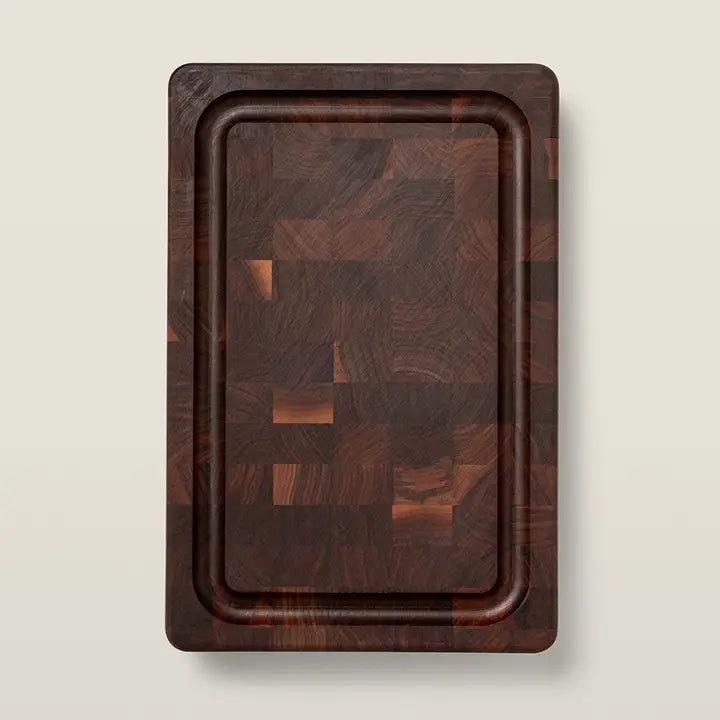 John Boos Walnut Wood End Grain Chopping Block with Stainless Steel Bun Feet, W/Groove 1-3/4" Thick (Bun Feet Series) (Copy) (Copy)