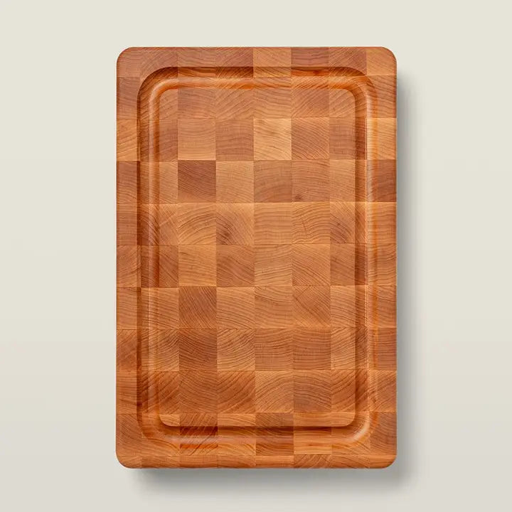 John Boos Maple Wood End Grain Chopping Block with Stainless Steel Bun Feet, W/Groove 1-3/4" Thick (Bun Feet Series)